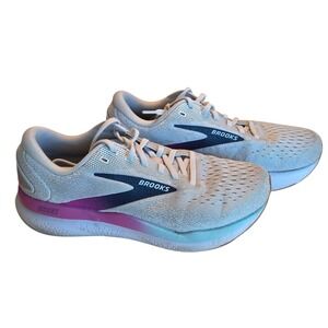 Brooks Ghost 16 Women Running Shoes Beige Pink Purple Blue Size 7.5 Wide